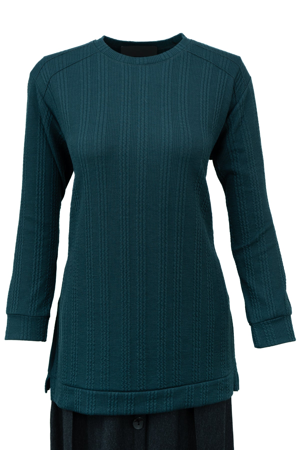 Kadın Kışlık Kazak Pamuklu Burgulu Kumaş Bisiklet Yaka Likralı Kendinden Desenli Rahat